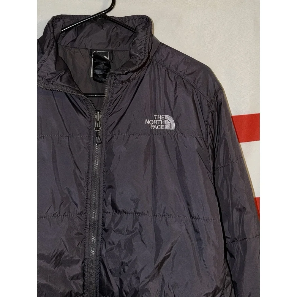 North Face Puffer Jacket Mens Medium Gray Full Zip Polyester Fill
